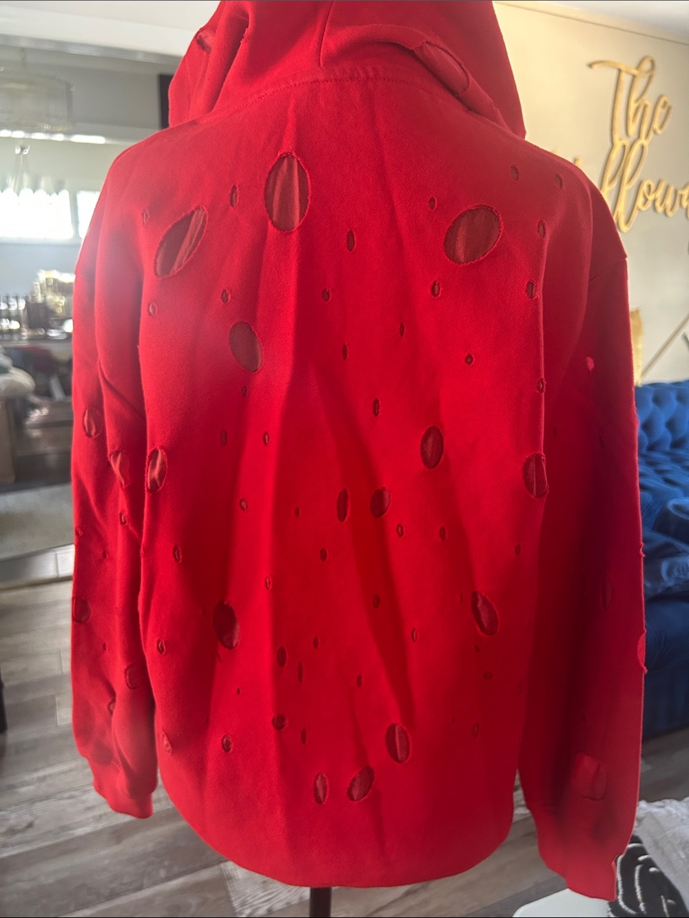Givenchy Red Distressed Logo Hoodie - Picture 3 of 3
